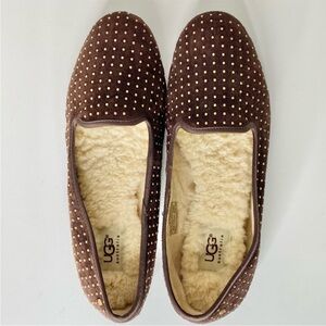 UGG Brown Studded Sheepskin Loafers/Slippers